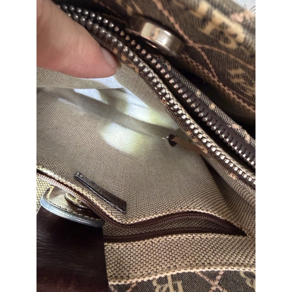 Dooney & Bourke Signature Jacquard Tote Brown Tan Monogram Shopper Purse - Picture 4 of 5